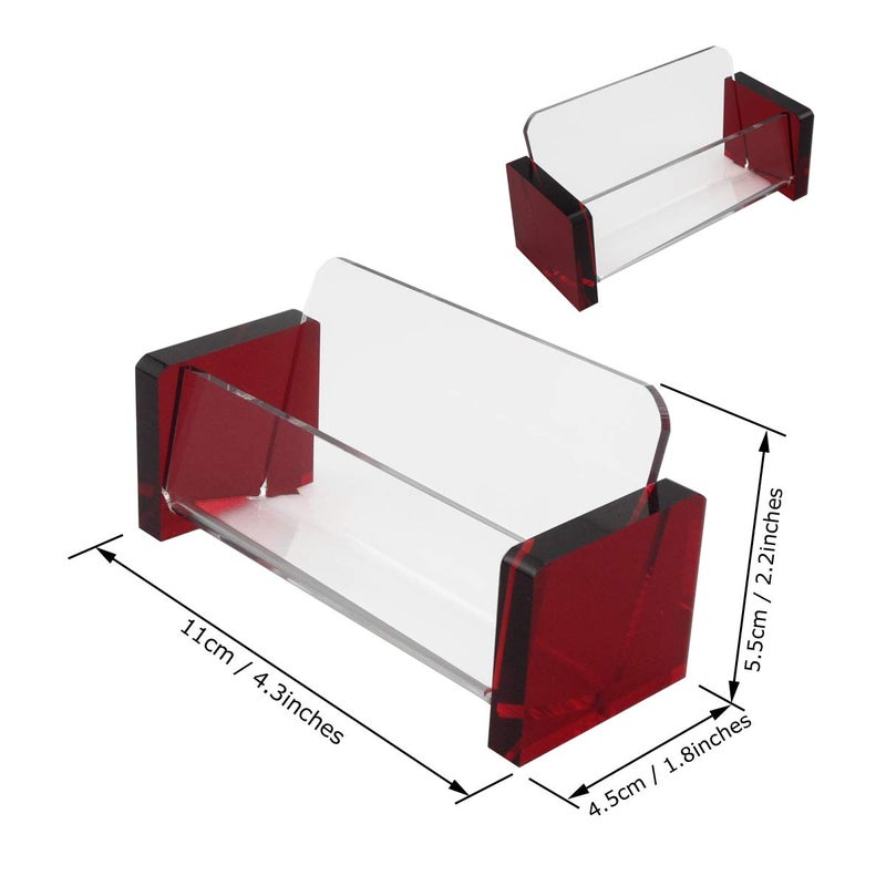 Enyuwlcm Acrylic Desktop Business Card Holder Display for Desk Elegant Business Card Stand for Office Red/Clear with One Non-Slip Mat (Sticky) - Image 2